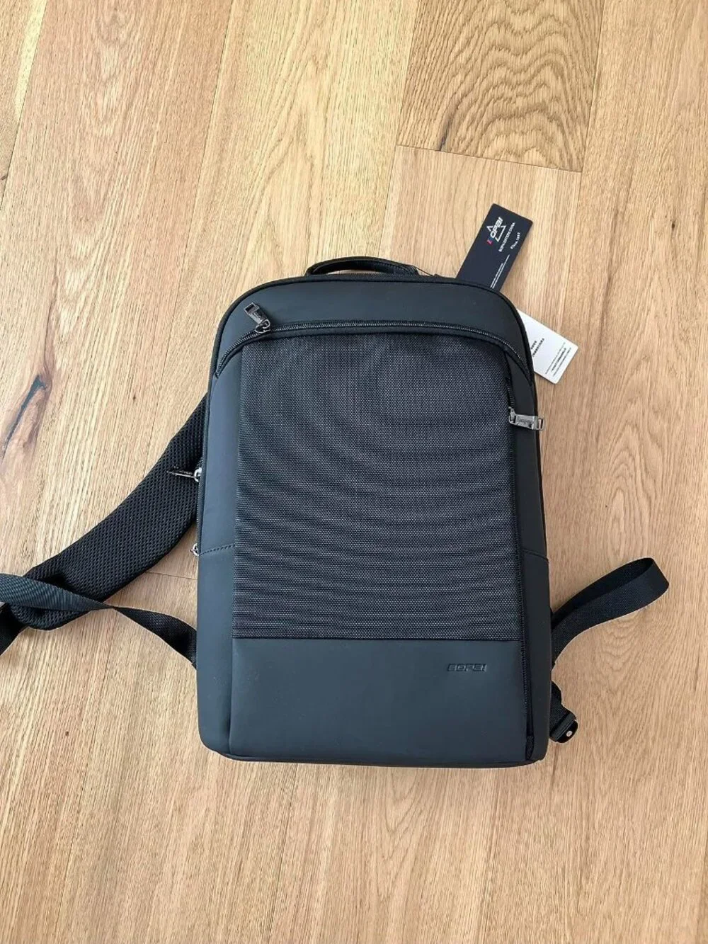 Men's Black Leather Ballistic Nylon 15.6